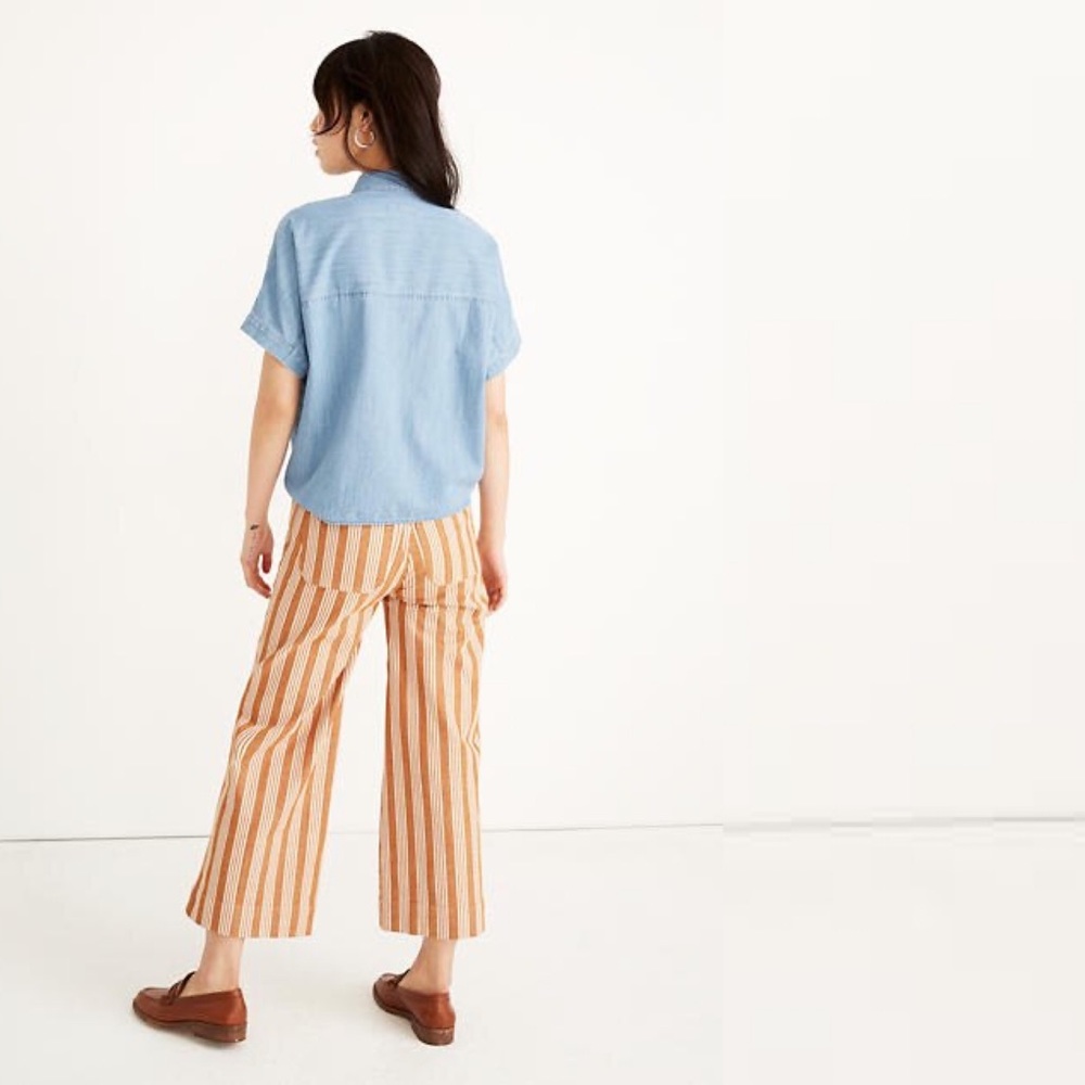Madewell Denim Short Sleeve Tie Waist Top NWT - Picture 4 of 9